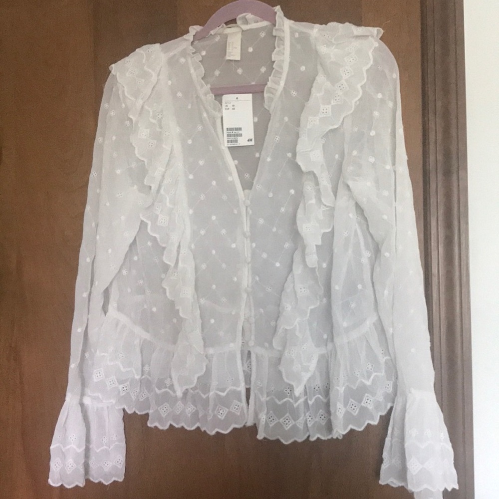 H&M Romantic Bohemian Frill Blouse. NWT Sz 10